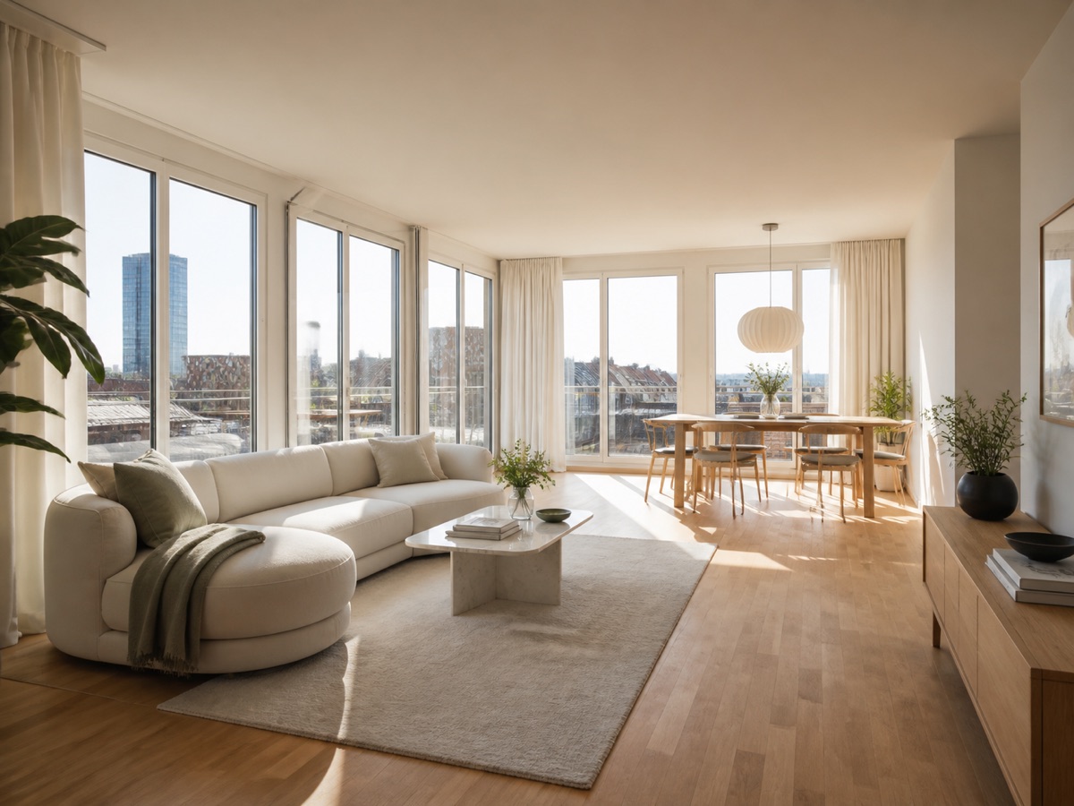 Helle moderne Wohnung mit Stadtblick